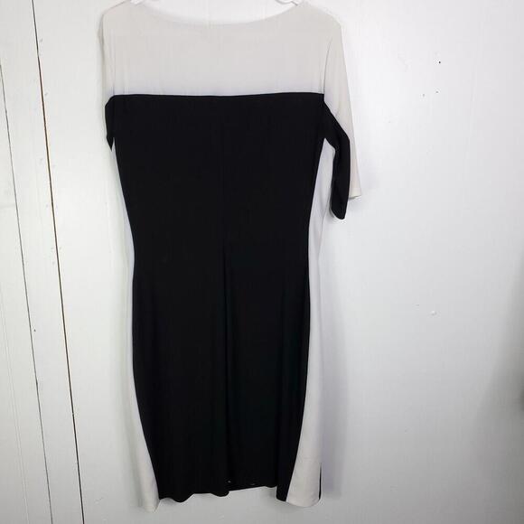 Chaps Dress Womens XL Knee Length Ruched Sides Stretchy Colorblock Classy Office - Picture 10 of 10